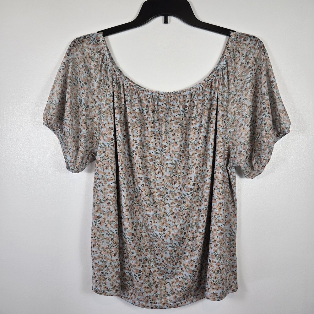 NEW Lane Bryant Ditsy Floral Boho Prairie Semi Sheer Peasant Top Plus Size 18/20